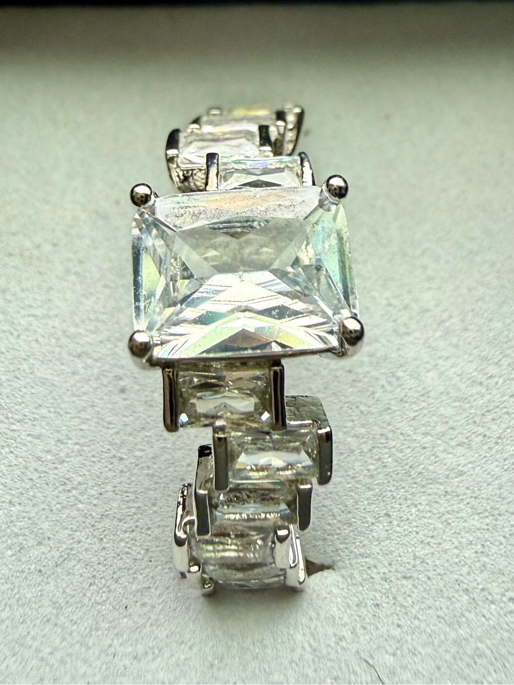 NEW!!Classic 14k White Gold-Plated Emerald Cut CZ Engagement Ring - White size 8 - Picture 4 of 15